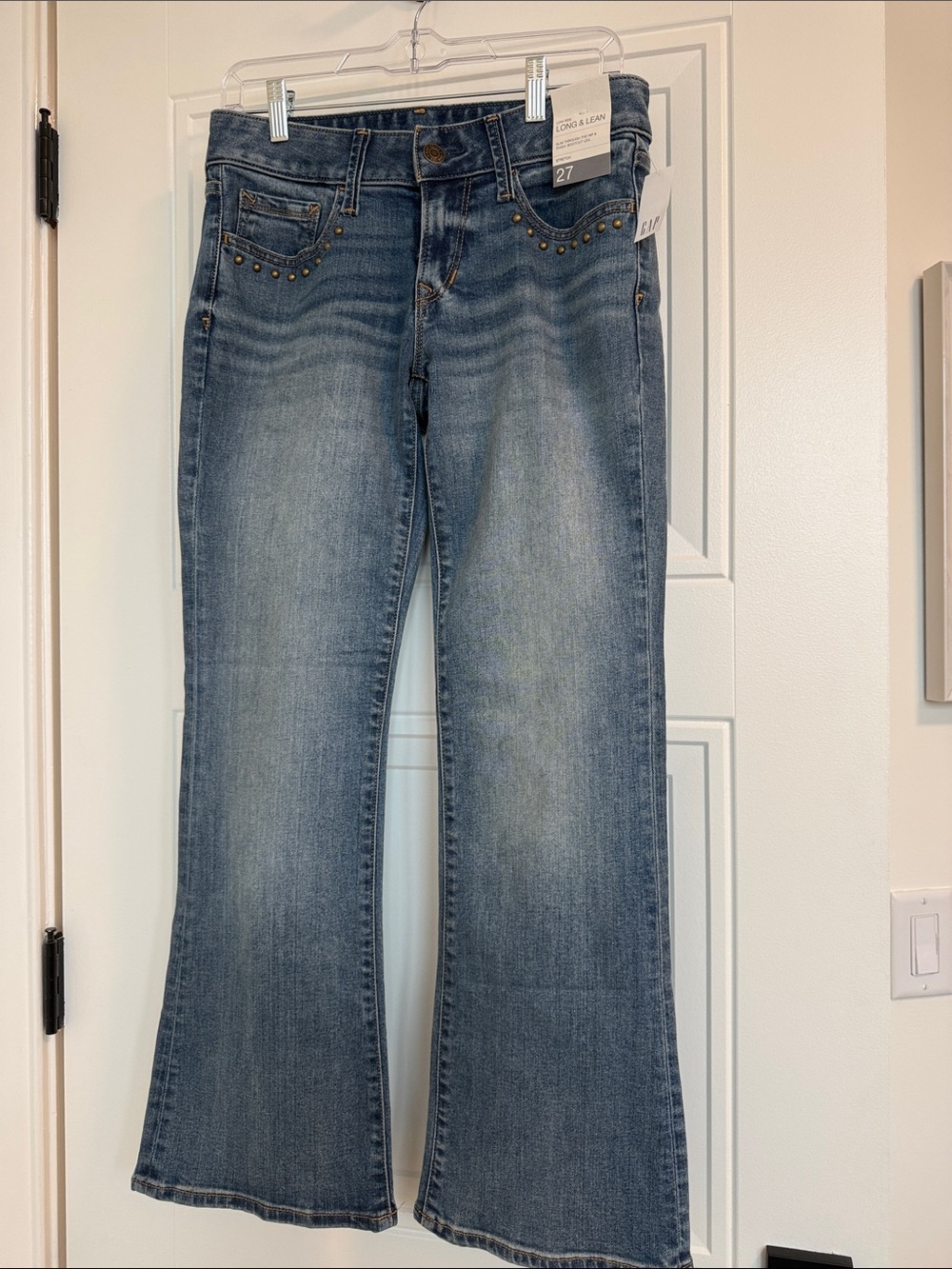 GAP Light Blue Flare Jeans with Stud Trim